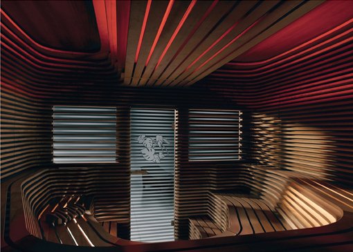 חדר סאונה עם תאורה אדומה דגם Matteo Thun