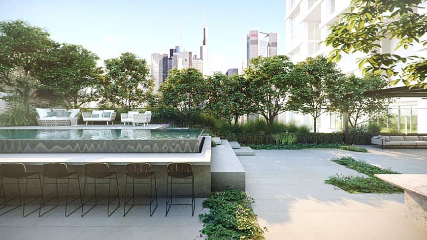 בריכת גלישה נגטיבית נירוסטה עם קירות מפל